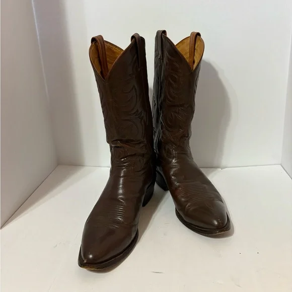 Tony Lama Dark Brown Cowboy Boots - Picture 2 of 10